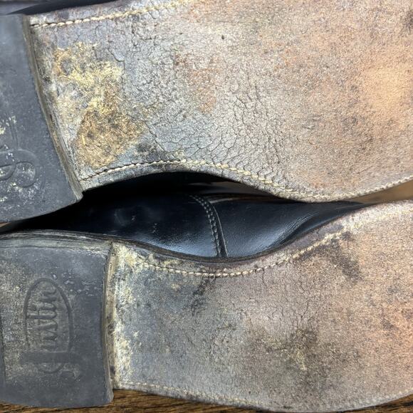 Vintage Justin Kiltie Black Leather Western Roper Boots Men’s 9C USA Made - Picture 6 of 8